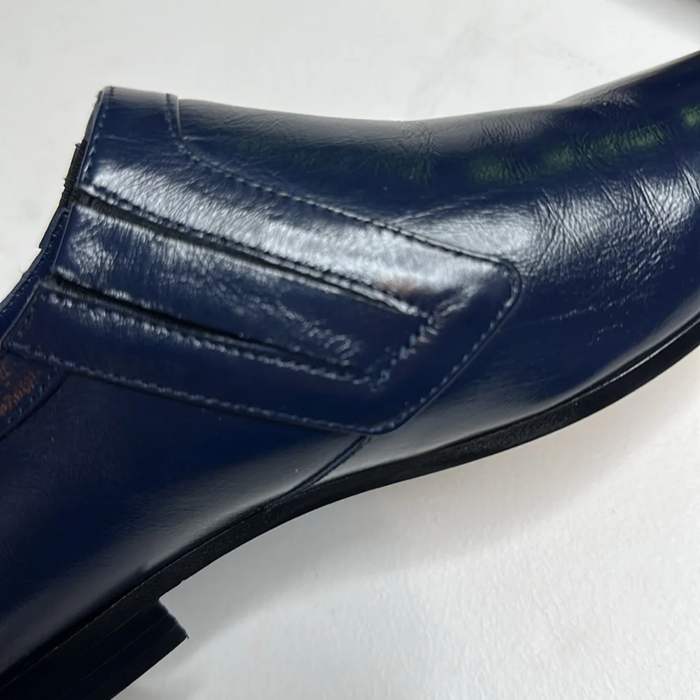 Chanel Leather Navy Oxfords 38 1/2